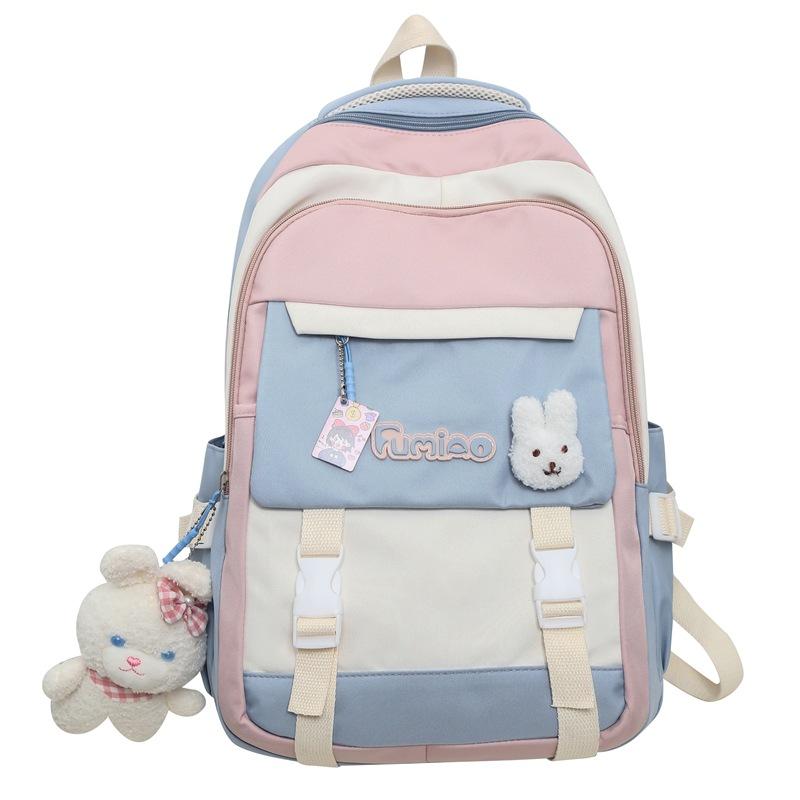 Schoolbag Junior High School Women's Large Capacity Backpack Color Contrast Backpack For High School Students