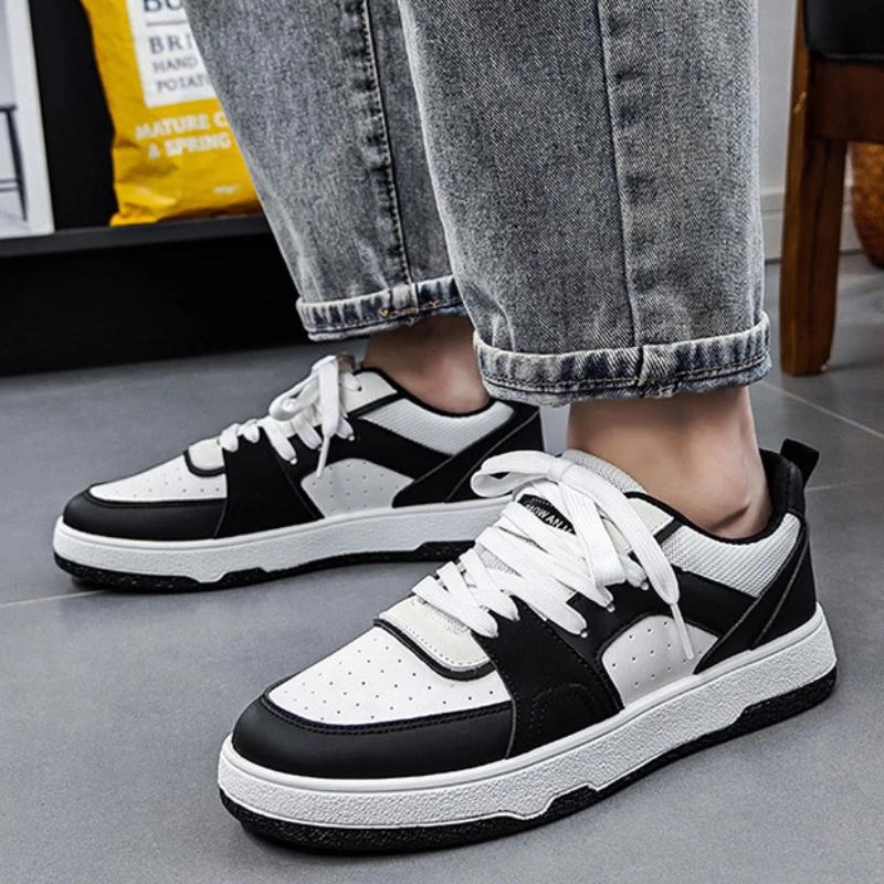 Brand Leather Men Shoes 2024 Designer Comfortable Breathable Man Casual Sports Shoes New Thick bottom Lace Up Men's Flat Shoes