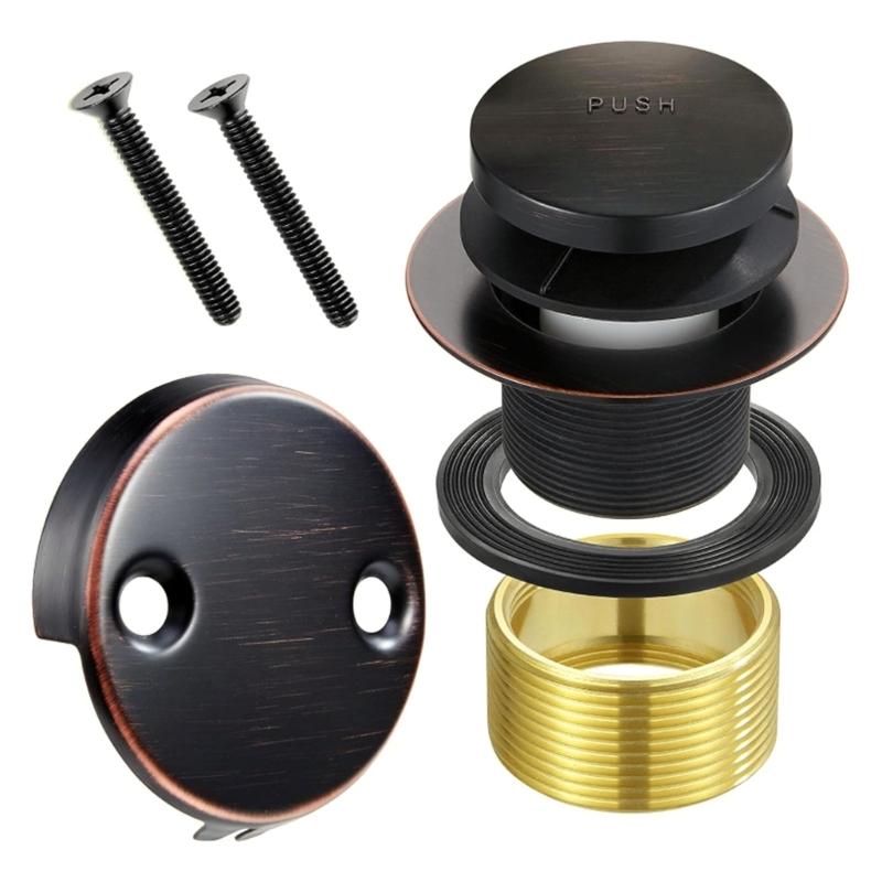 Industrial Bathtub Drain Set with Tip Toe Functionality & Overflows Protections Metal Bath Drain Replacement for Bathroom