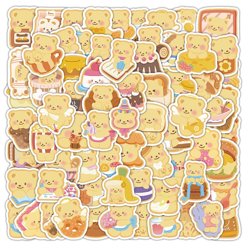 100-Pack Butter Bear Doodle Stickers – Cute Cartoon Decorations for Water Bottles & DIY Journals