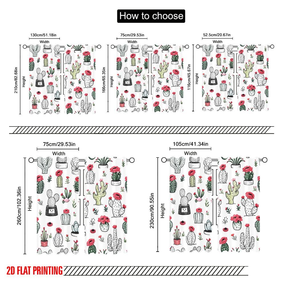 2pcs 2D flat printing Halloween Drapes Bohemian cactus 100% Polyester Without Electricity Spring Party & Holiday Decor Use for