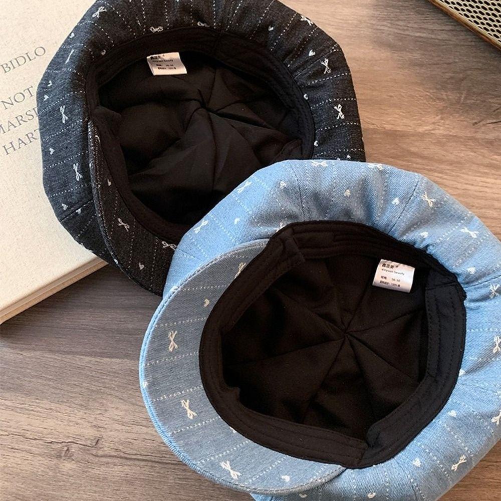 Japanese Octagonal Cap Cloud Newsboy Cap Trendy Retro Bow Beret  Girls