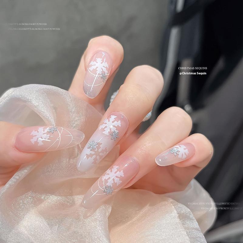 Snowflakes Winter Nail Sequins Sparkling Christmas Flakes Spangles Nail Art Decoration Sticker Tips Nail Charm Manicure Salon
