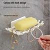 Wall-Mounted Imitation Rattan Grid Soap Holder, Punch-Free Plastic Shower Drain Box