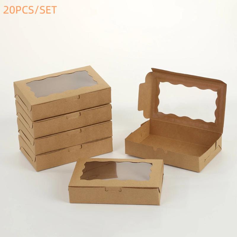 

20Pcs Cake Carriers Square Box With Lid White Black Bread Box With Window For Pies Donuts Muffins Chocolates Weddings Parties жёлтый