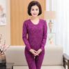 Women's pure cotton thermal underwear set for mothers, autumn and winter wear