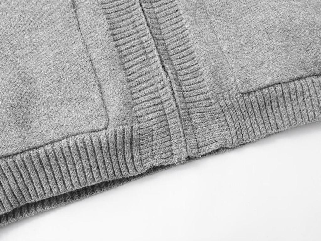 2026 Höst/Vinter Herrarbetsklädesstil Ståkrage Blixtlås Cardigan med Pälskrage