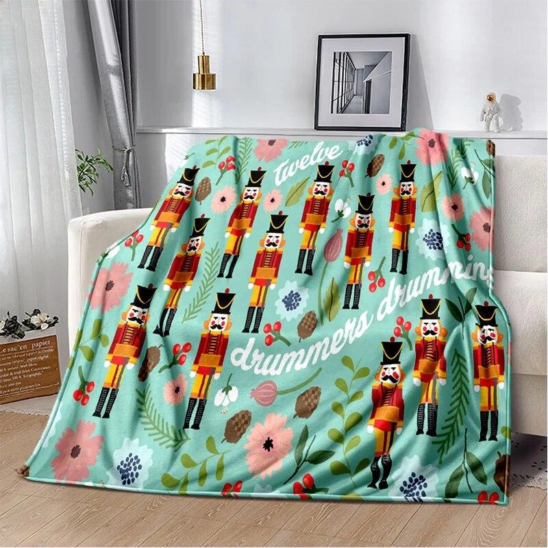 3D Nutcracker Christmas Tree Soft Plush Blanket,Flannel Blanket Throw Blanket for Living Room Bedroom Bed Sofa Picnic Cover Kids