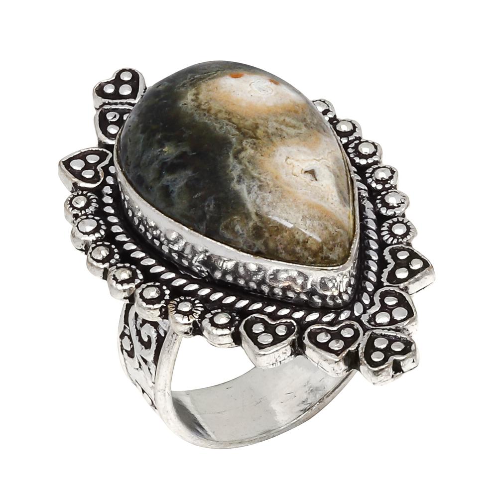Ocean Jasper Gemstone Handmade Silver Jewelry  "8"