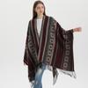 Vintage tassel split women's shawl new imitation cashmere knitted scarf thickened travel knitted cape
