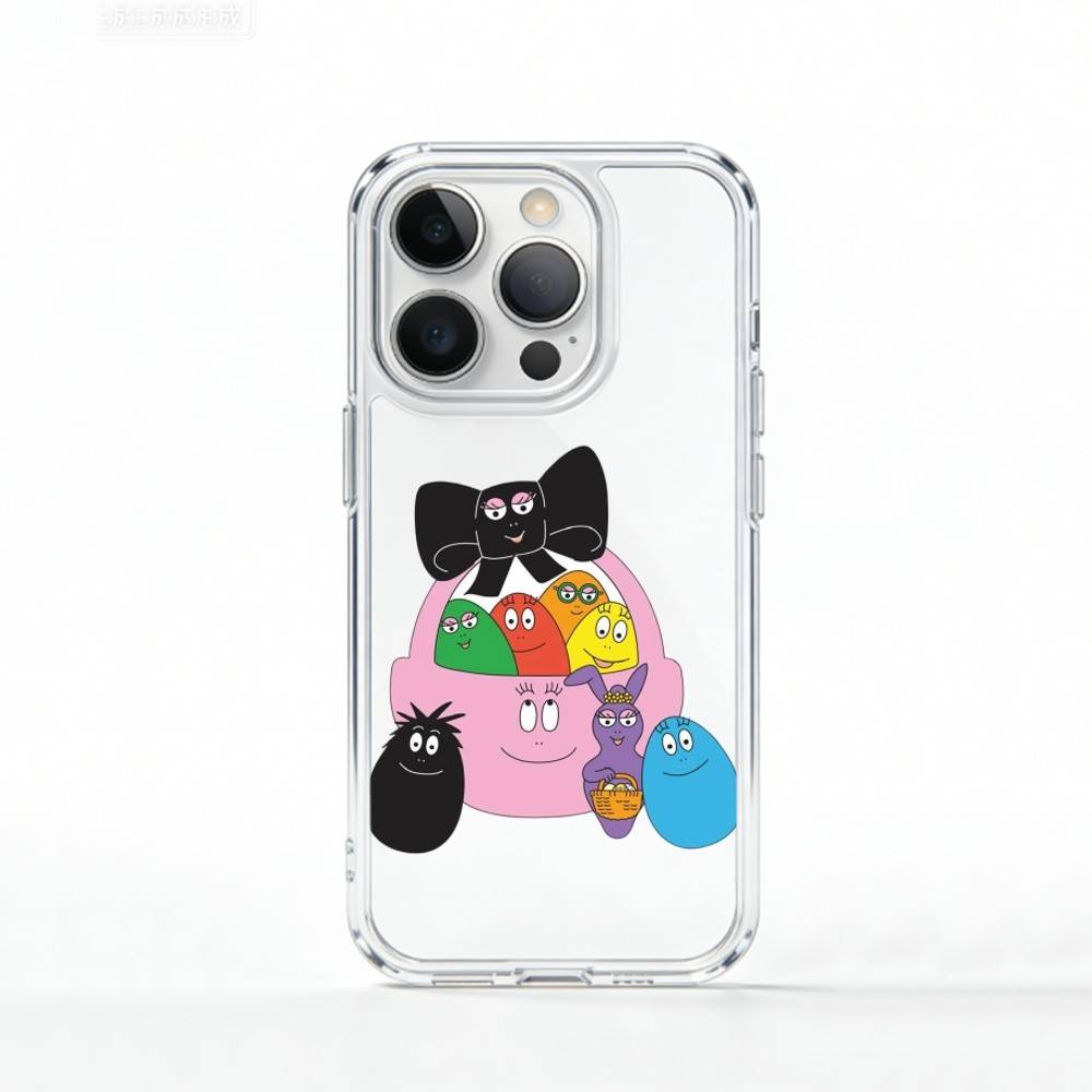 

T-Tiny C-Cute B-BarbapapaS Phone Case For iPhone 17 16 15 14 13 12 11 Mini Pro Max Plus Transparent Cover iPhone16se4
