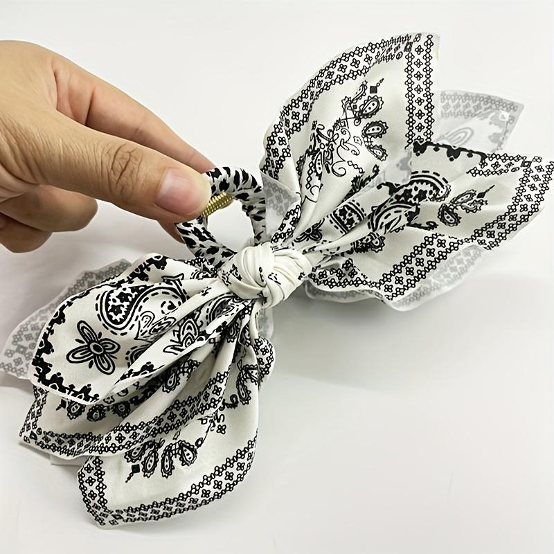 Elegant Retro Double - Sided Cashew Flower Love Bow Hair Clip Temperament Print Fabric  High-End Hair Accessories For Women