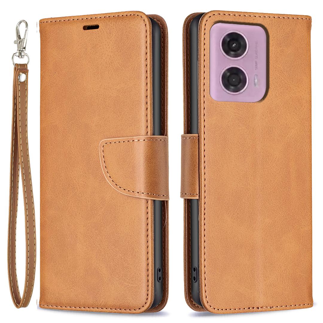 

For Motorola Moto E14 4G/G04 4G/G04s 4G/G24 4G Leather Phone Case Anti-Drop Wallet Phone Cover Yellow