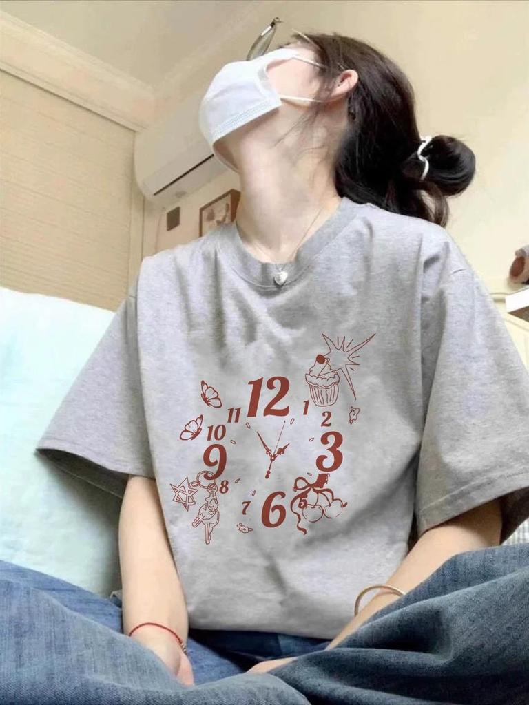 Women's Oversized Pure Cotton Short Sleeve American Style T-shirt – New Summer 2025 Design