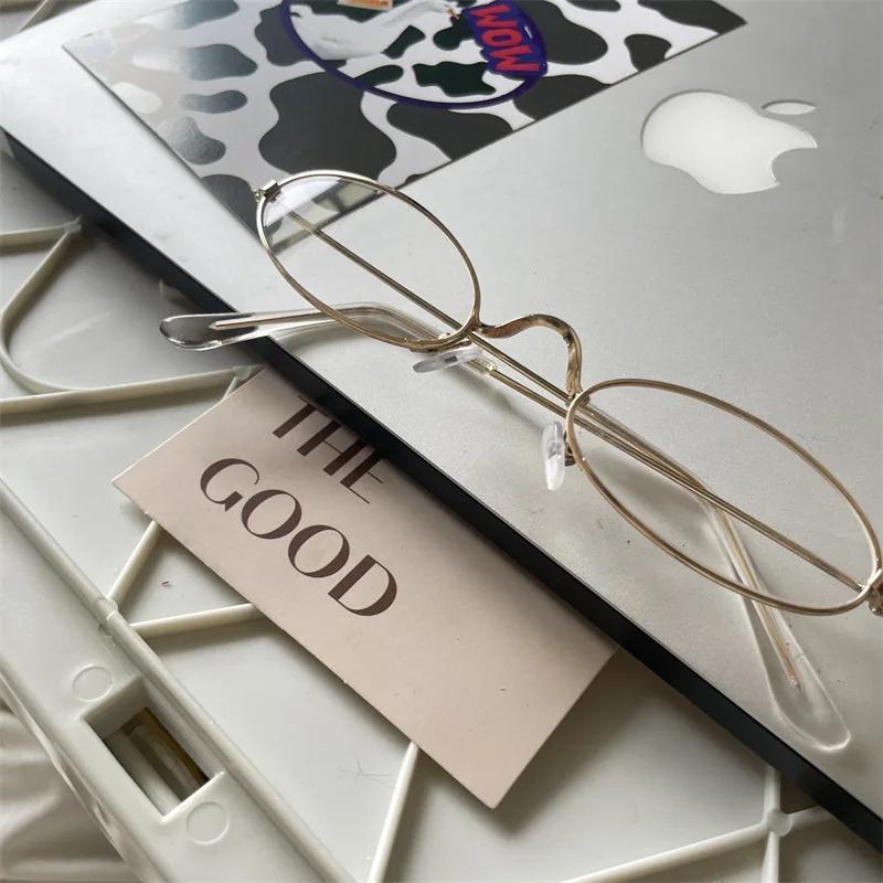 

Вінтажні овальні металеві окуляри Жіночі Дівочі Y2K Маленькі декоративні окуляри Захист від синього світла Прозорі окуляри