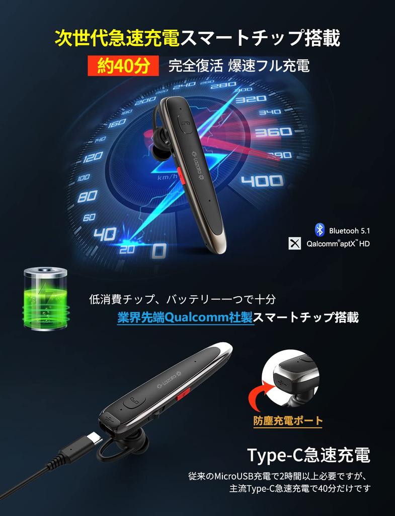 Glazata Japanese-sound Wireless Bluetooth Headset with Qualcomm Smart Chip [aptX & aptX HD, SBC & AAC Support, Dual Microphone Call Design, ENC Noise