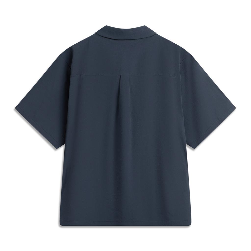 Li Ning Comfortable Minimalist Letter Print Casual Polo Shirt Men Shirts Deep-Dark-Blue ASHV047-2