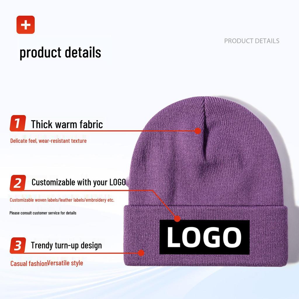 Unisex Korean-Style Embroidered Wool Beanie for Autumn/Winter – Slimming Look, Ideal for Outdoor Activities