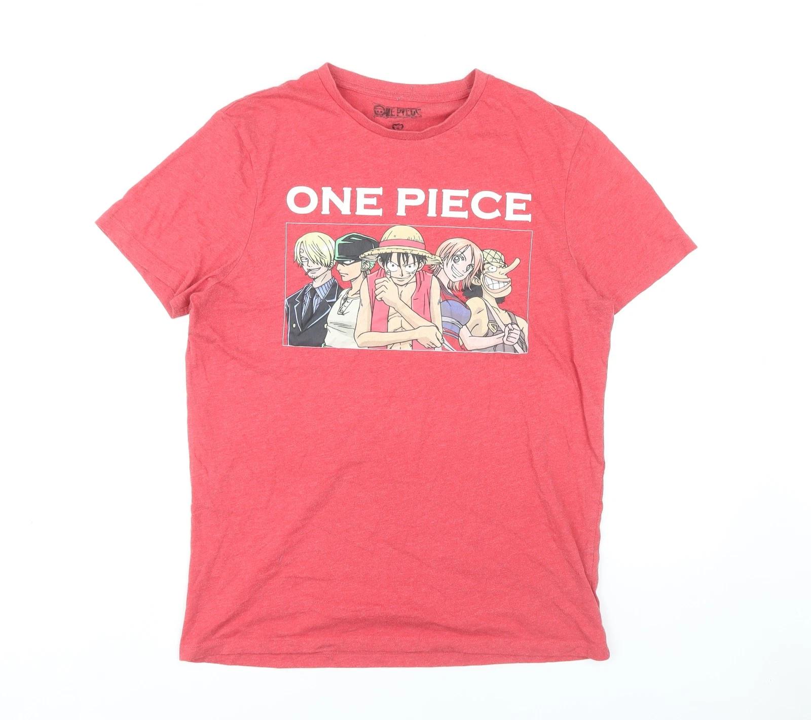 Men s Red One Piece Anime T-Shirt - Size L, Graphic M