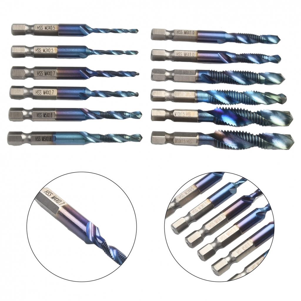 12PCS Hex Shank HSS Drill Bits Set For Aluminum Iron Metal Wood Plastic