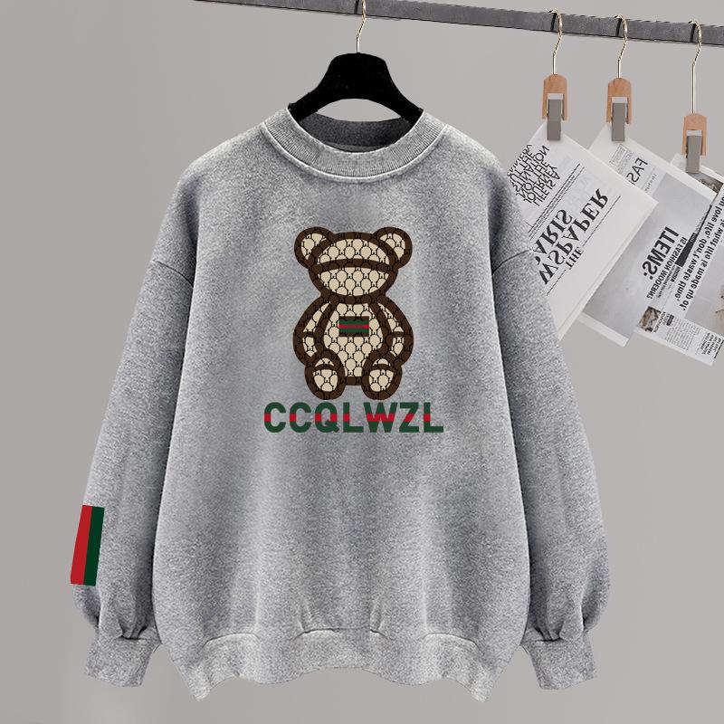 Spring, autumn and winter new velvet thickened hoodless cotton sweater women's loose long-sleeved thin coat ins