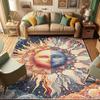 Sun and Moon Decorative Rug,Modern Esoteric Celestial Lunar Motif with Boho Paisley Details, Quality Carpet for Bedroom Dorm and