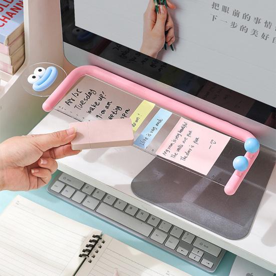 Monitor Memo Board Acrylic Message Panel Transparent Side Mount for Computer Monitor Multi-Functional Clip Phone Stand And Ruler Office Desk Organizer
