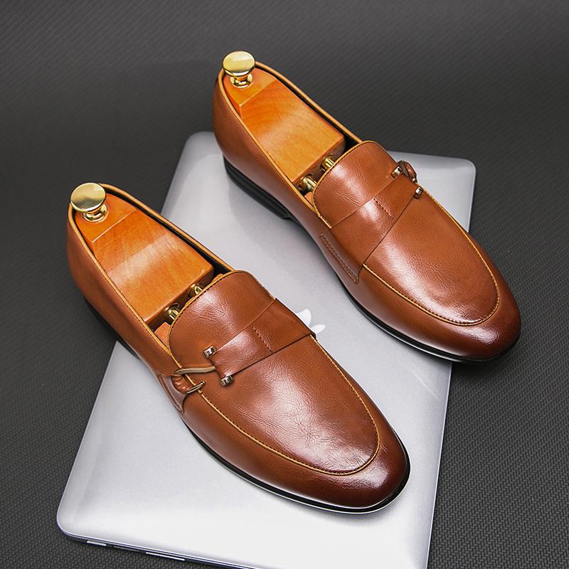 Fashion Casual Leather Men Shoes Spring Summer Slip on Shoes Leisure Walk Man Loafers Punk Style Elegantes Male Driving Footwear