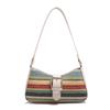 Woven Colored Stripes Splicing Women's Fashion New Contrasting Colors Trend Casual Simple Mori Underarm Shoulder Women's Bag