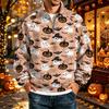 Men's Casual Stand Collar Raglan Sleeve Sweatshirt with Halloween Print