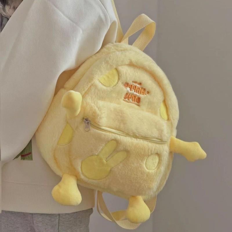 2024 Cute Plush Yellow Cartoon Duck Backpack Street Trendy Shoulder Bag Wholesale