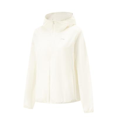 Li Ning Fitness Series Solid Color Zipper Hooded Comfortable Breathable Versatile Sports Jacket Women Jackets Off-White AFDV154-1