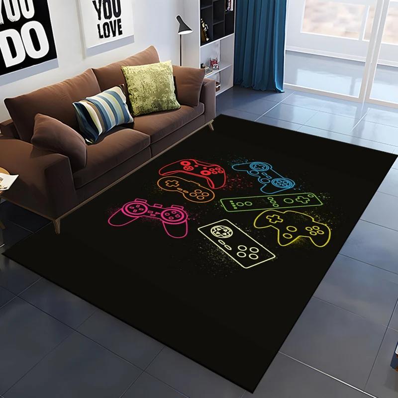 Game Rug for Gamers Boys Teens Kawaii Bedroom Living Room Decor Game Controller Gamepad Carpet Polyester Floor Mat Furry Doormat