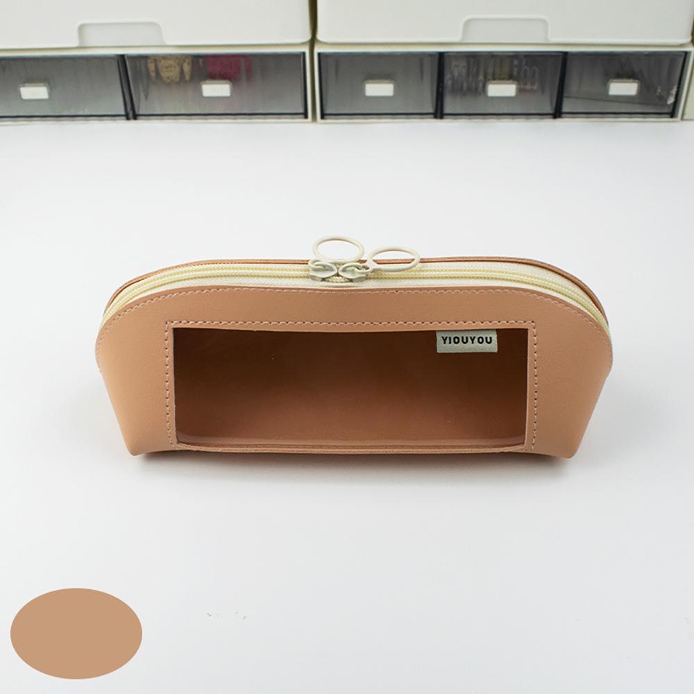 Pen Case Morandi Color Transparent Student Pen Simple Stationery Storage, Desktop Makeup Brush Storage