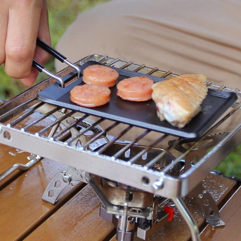 Small Grill Pans Barbecue Griddle Frying Pans Outdoor Picnic Grill Plate Rectangle Small Baking Pans Cooking Utensils