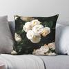 Elegant White Roses Square Pillowcase Polyester Linen Velvet Printed Zip Decor Throw Pillow Case Car