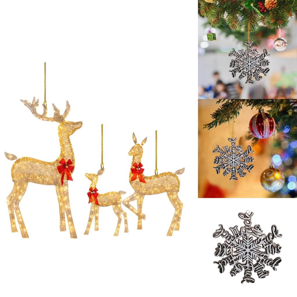 Acrylic Christmas Tree Snowflake Ornament Decorative Pendant With Cartoon Style For Home Decoration