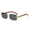 Classic Vintage Rimless Square Leopard Head Sunglasses Ladies Men Fashion Luxury  Designer Travel Wooden Metal Sun Glasses