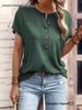 Women's European & American Style Solid Color Button Fashion Short Sleeve T-shirt for Spring/Summer