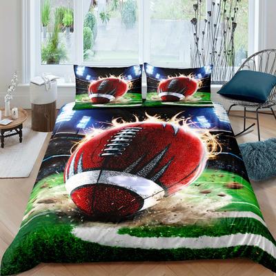 Juego de Funda Nórdica de 2/3 Piezas, Juego de Ropa de Cama con Estampado de Fútbol 3D, Funda Nórdica Suave y Cómoda, Para Dormitorio, Habitación de Invitados