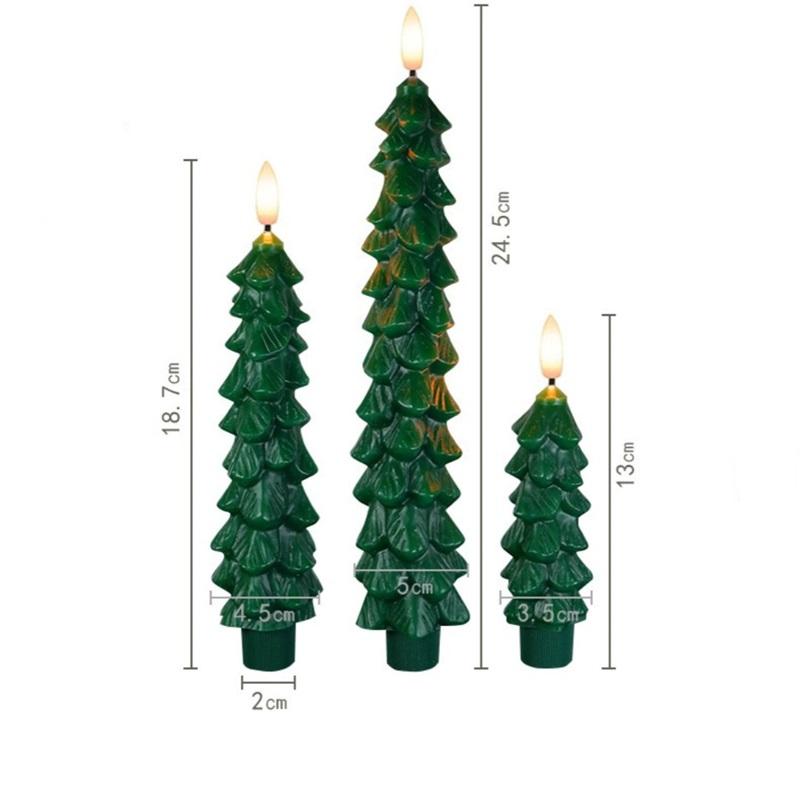 Christmas Tree Candles w/Remote Timer Paraffin Waxy Taper Candle Flickering Battery Operated LED Candlesticks 3D Flame Wick Lamp