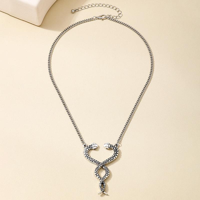 

Used metal double-headed snake wrap necklace - edgy street style