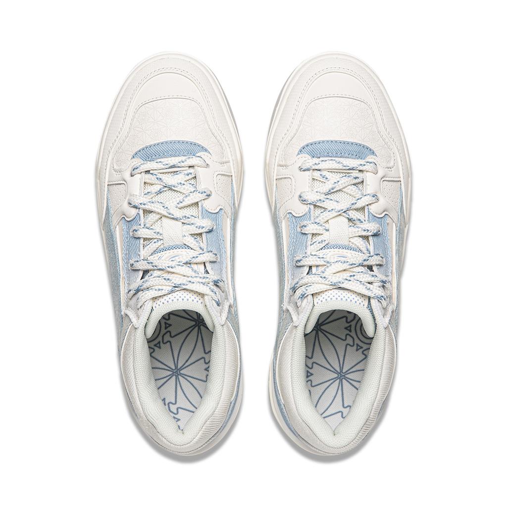 Li Ning Moon White 2MID Skateboard Shoes Women's Mid top White Blue AGCV332-6