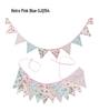 Pink Pastoral Floral Cotton Bunting: Children's Party or Wedding Decoration Hanging Flag
