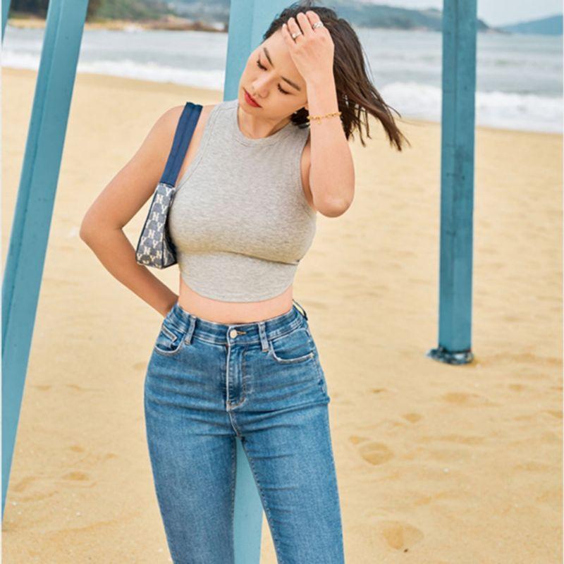 

Quick-Drying Breathable Yoga with Curved-Shape Tight Detachable Chest Pad MY059 melange gray L