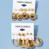 12 Piece Set Women Fashion Personality Versatile Simple Retro Gold Butterfly Love Heart Earrings Inlaid Zircon Earrings