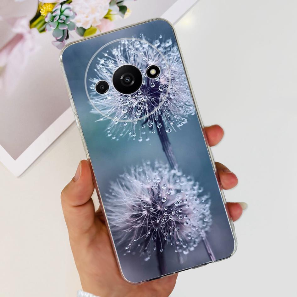 For Funda Xiaomi Redmi A3 Case 2024 Fashion Flower Transparent Silicone Soft TPU Phone Case For Xiomi Redmi A3 RedmiA3 4G Covers
