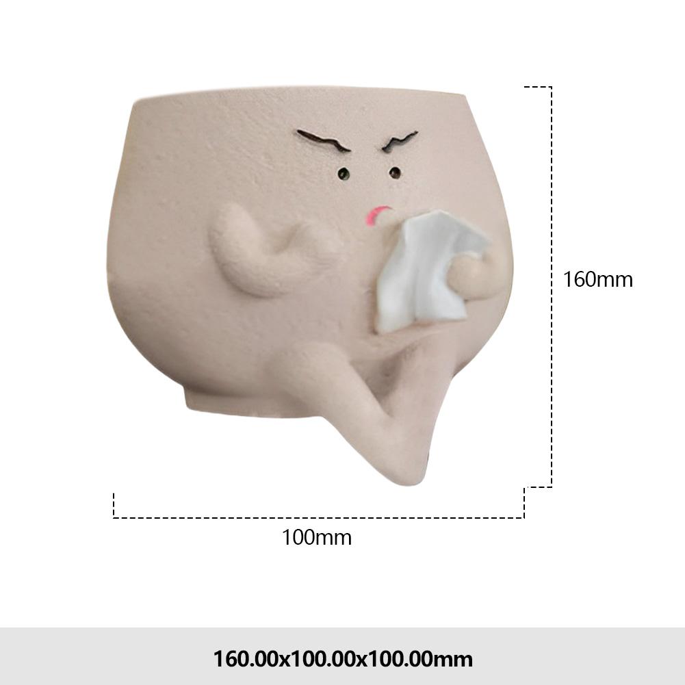 Cute Hanging Planter Pot Resin Hanging Swing Chair Planter Creative Smile Face Flower Container for Indoor Outdoor Plant Holder