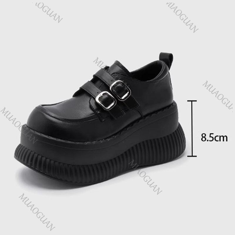 Women's Platform Shoes British Style Spring New Thick Bottom Women Sneakers Casual High Heels Height Increase Mary Jane Loafers