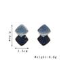 Double Layer Rhombus Drop Earrings for Women Fashion Enamel Oil Geometry Blue Brown Dangle Earrings Trendy Jewelry Gift
